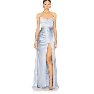 Chic Asymmetrical Satin Skirt in Light Blue